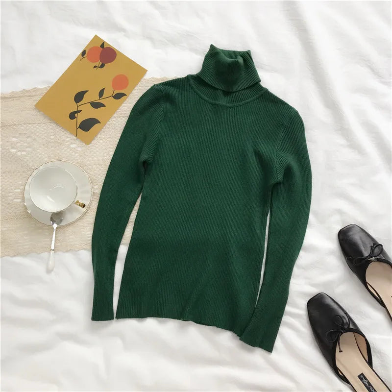 Turtleneck Sweater Womens 2026 Autumn Winter Tops Korean Slim Women Pullover Jumper Knitted Sweater Pull Femme Hiver Truien