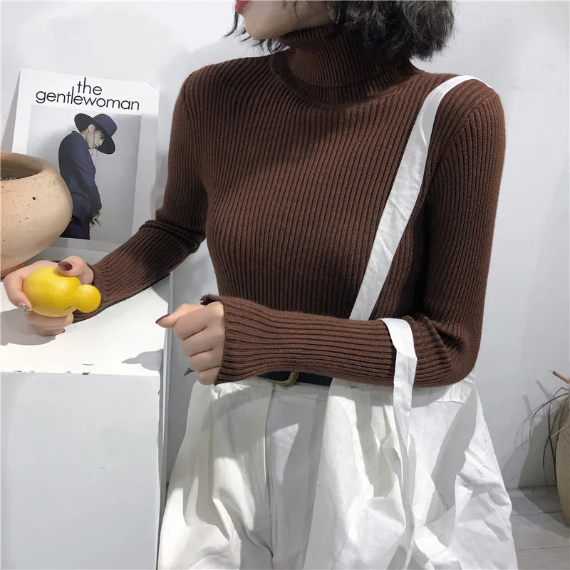Turtleneck Sweater Womens 2026 Autumn Winter Tops Korean Slim Women Pullover Jumper Knitted Sweater Pull Femme Hiver Truien