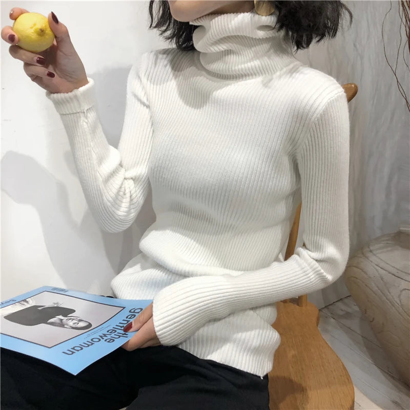 Turtleneck Sweater Womens 2026 Autumn Winter Tops Korean Slim Women Pullover Jumper Knitted Sweater Pull Femme Hiver Truien
