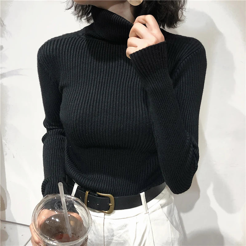 Turtleneck Sweater Womens 2026 Autumn Winter Tops Korean Slim Women Pullover Jumper Knitted Sweater Pull Femme Hiver Truien