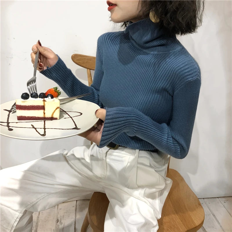 Turtleneck Sweater Womens 2026 Autumn Winter Tops Korean Slim Women Pullover Jumper Knitted Sweater Pull Femme Hiver Truien