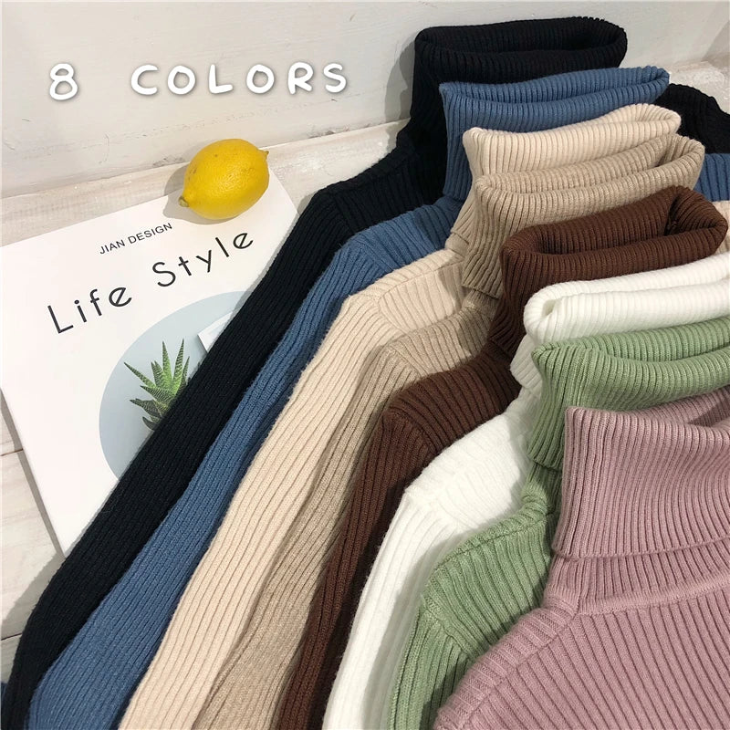 Turtleneck Sweater Womens 2026 Autumn Winter Tops Korean Slim Women Pullover Jumper Knitted Sweater Pull Femme Hiver Truien
