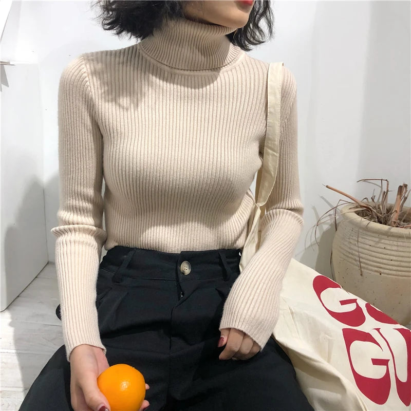 Turtleneck Sweater Womens 2026 Autumn Winter Tops Korean Slim Women Pullover Jumper Knitted Sweater Pull Femme Hiver Truien