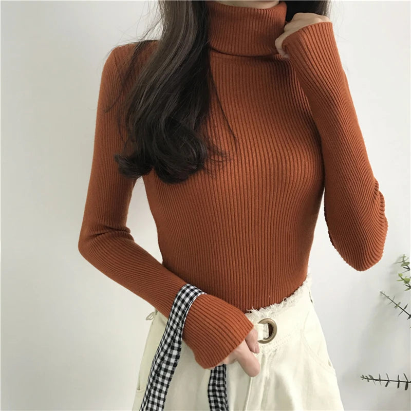 Turtleneck Sweater Womens 2026 Autumn Winter Tops Korean Slim Women Pullover Jumper Knitted Sweater Pull Femme Hiver Truien