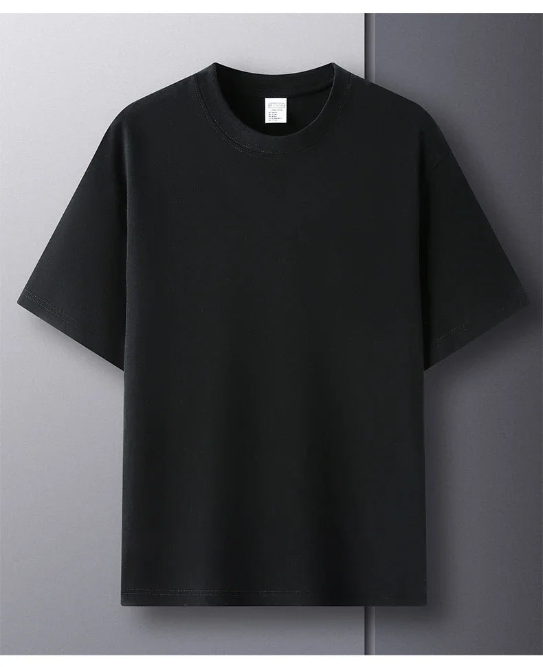 100% Pure Cotton Summer High-end Brand Men's Short Sleeve Round Neck Fashionable Style Half Sleeved Top Breathable T-shirt