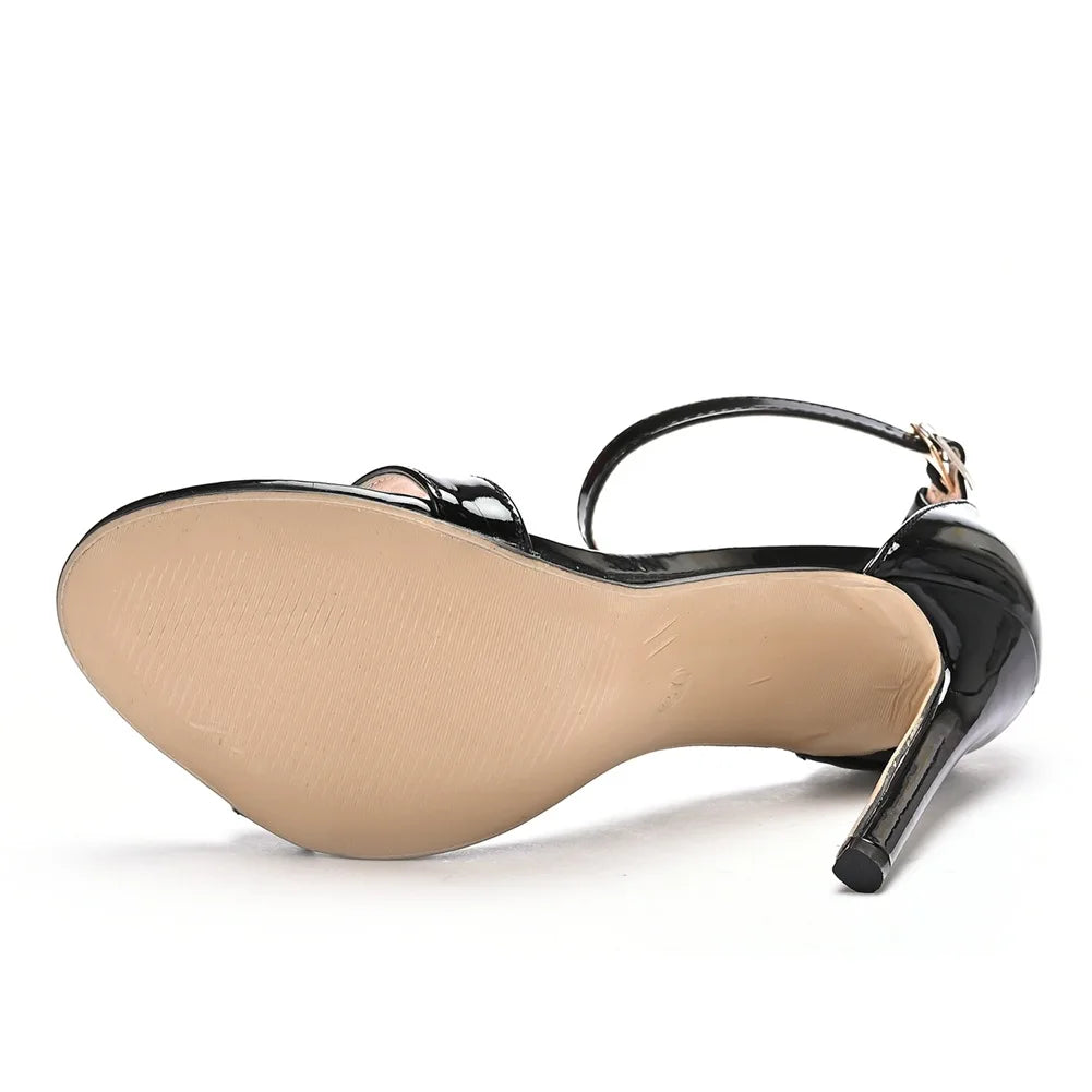 Plus Size 35-46 Shoes for Women Summer Pumps Sandals Wedding Party Evening Buckle Strap PU High Heel Shoes Sandalias De Mujer