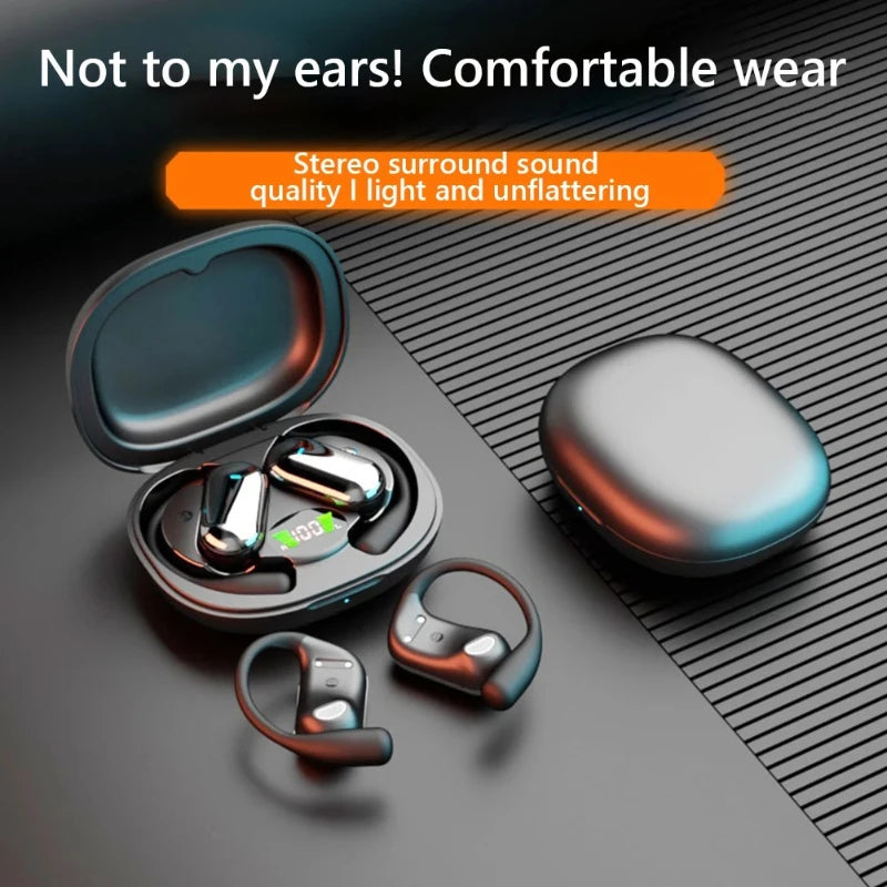 BT 5.3 AI Translation Earbuds with Ear Hook Translator Headphones Open Ear Headphones for Running Fitness Learning Accessories