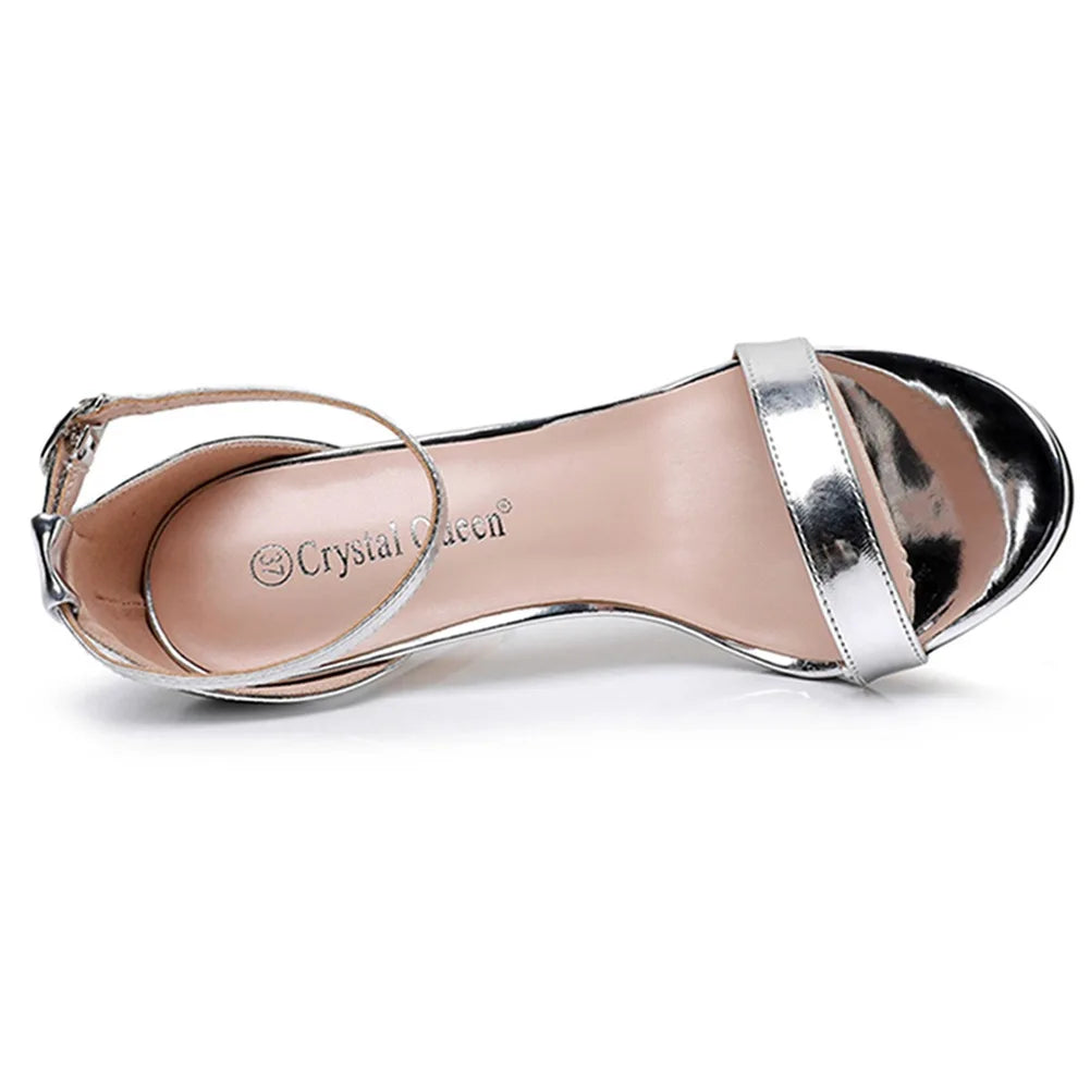 Plus Size 35-46 Shoes for Women Summer Pumps Sandals Wedding Party Evening Buckle Strap PU High Heel Shoes Sandalias De Mujer