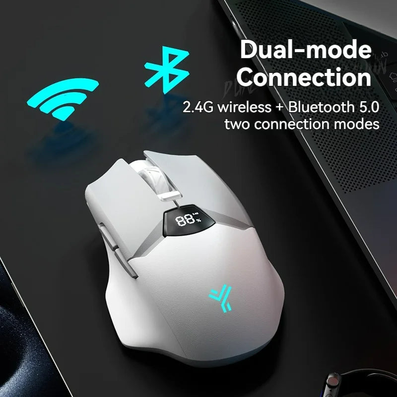 2.4G Bluetooth wireless mouse screen display power 600mAh large capacity battery, light tone buttons for gaming and office