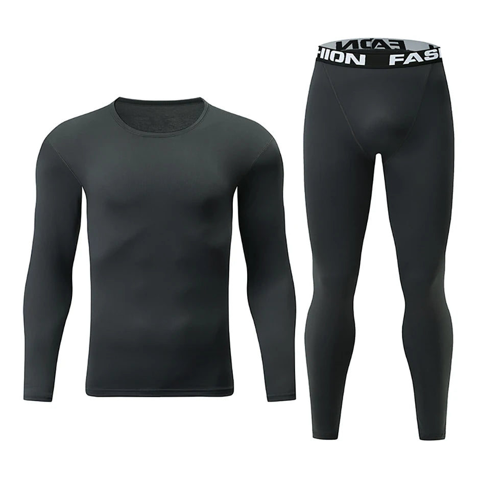 2-piece Autumn And Winter Solid Color Fashionable Casual Base Set Slim Fit Sports Fitness Long Sleeved Pants Warm Underwear Set