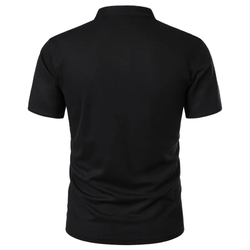 New Men's Short Sleeve Collar Polo Shirts Summer Solid Color Casual Polo Shirt Trendy Breathable Loose Basic Splice Oversize Top