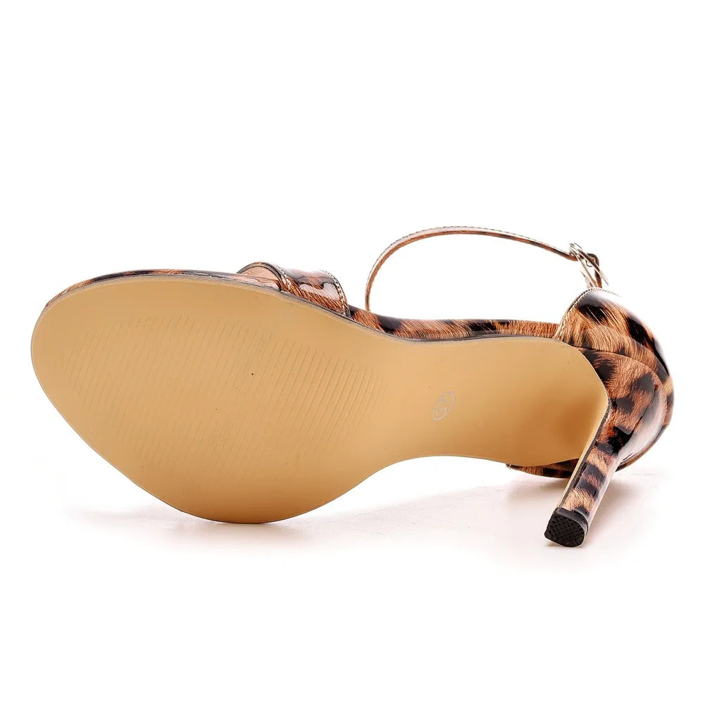 Plus Size 35-46 Shoes for Women Summer Pumps Sandals Wedding Party Evening Buckle Strap PU High Heel Shoes Sandalias De Mujer