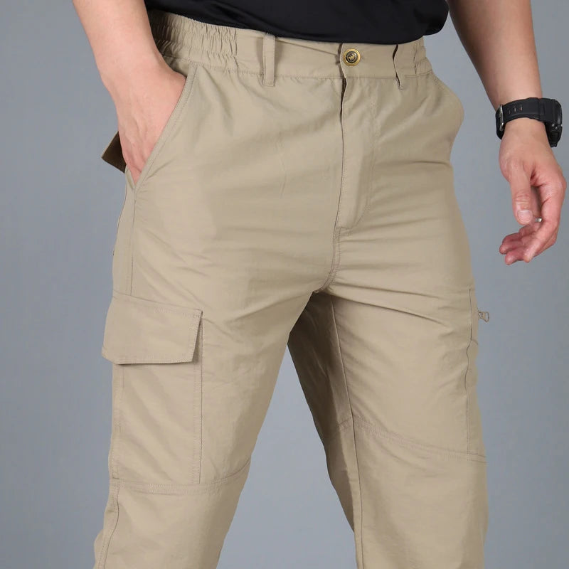 Summer Casual Lightweight Army Military Long Trousers Male Waterproof Quick Dry Cargo Camping Overalls Breathable Tactical Pants