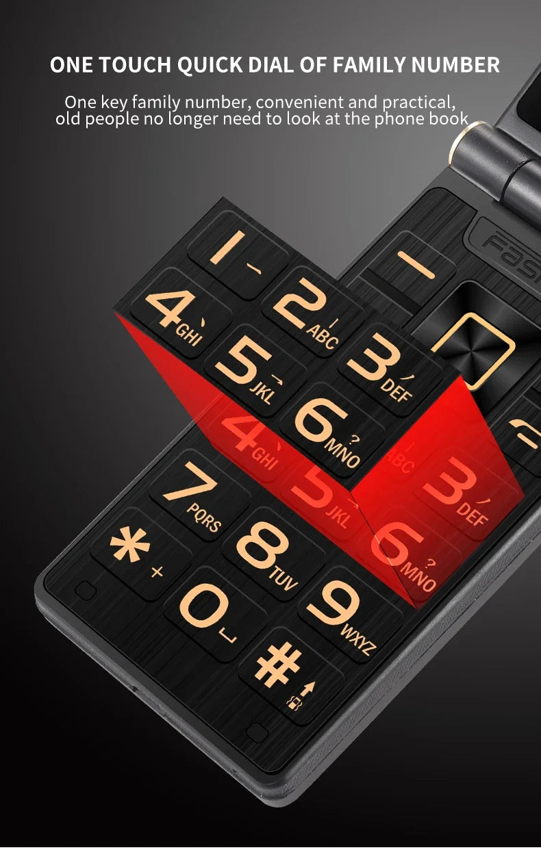 YeeMI G10 4G Rugged Feature Phone Big Button Full Band Flip Phone Dual SIM Dual Screen 1800mAh Big Battery Cellphone For Elderly