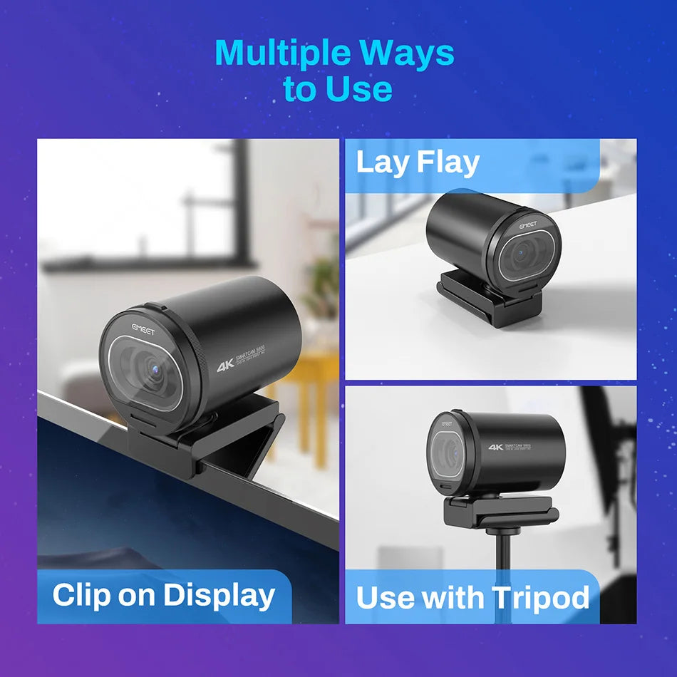 4K Webcam 1080P 60FPS Streaming Web Camera EMEET S600 Autofocus Living Stream Camera With Mics&Privacy Cover for Tiktok/YouTube