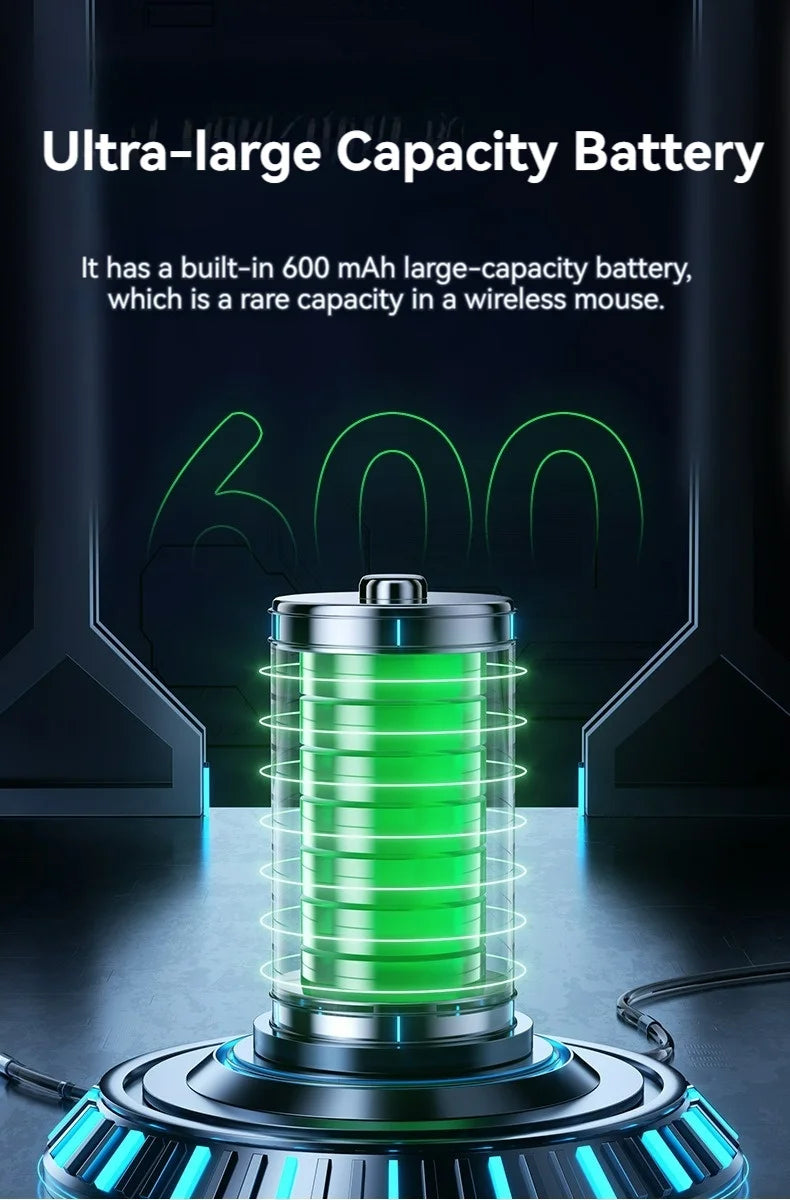 2.4G Bluetooth wireless mouse screen display power 600mAh large capacity battery, light tone buttons for gaming and office