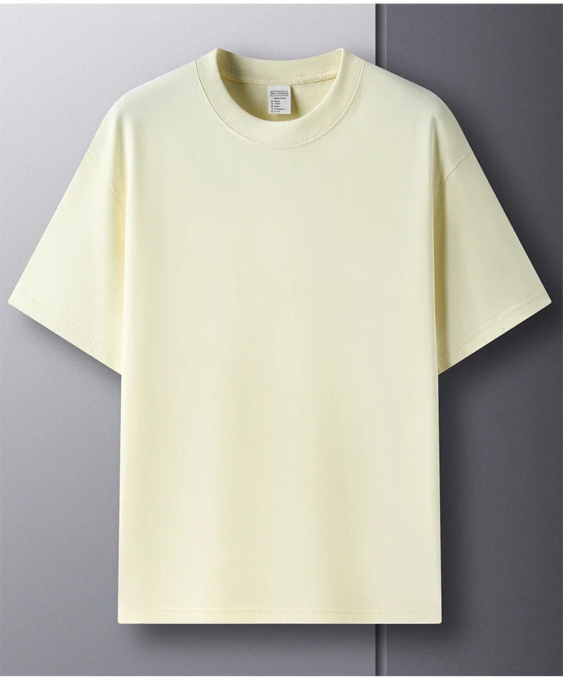 100% Pure Cotton Summer High-end Brand Men's Short Sleeve Round Neck Fashionable Style Half Sleeved Top Breathable T-shirt