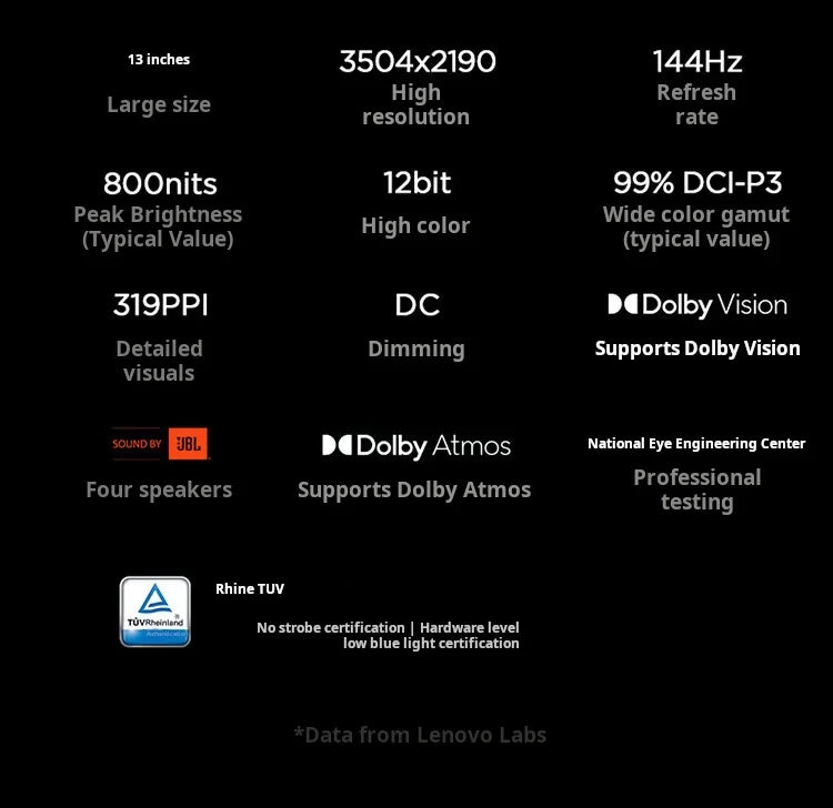 Lenovo Xiaoxin Pro GT 13" Tablet, 3.5K Ultra HD Eye-Care Display 12000mAh Long Battery Life Snapdragon 8 Elite High Performan