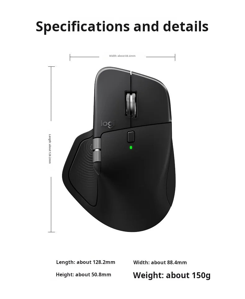 Logitech MX Master 4 Wireless Bluetooth Mouse, Silent Office Mouse, Upgraded Graphite Black w/ Wireless Receiver
