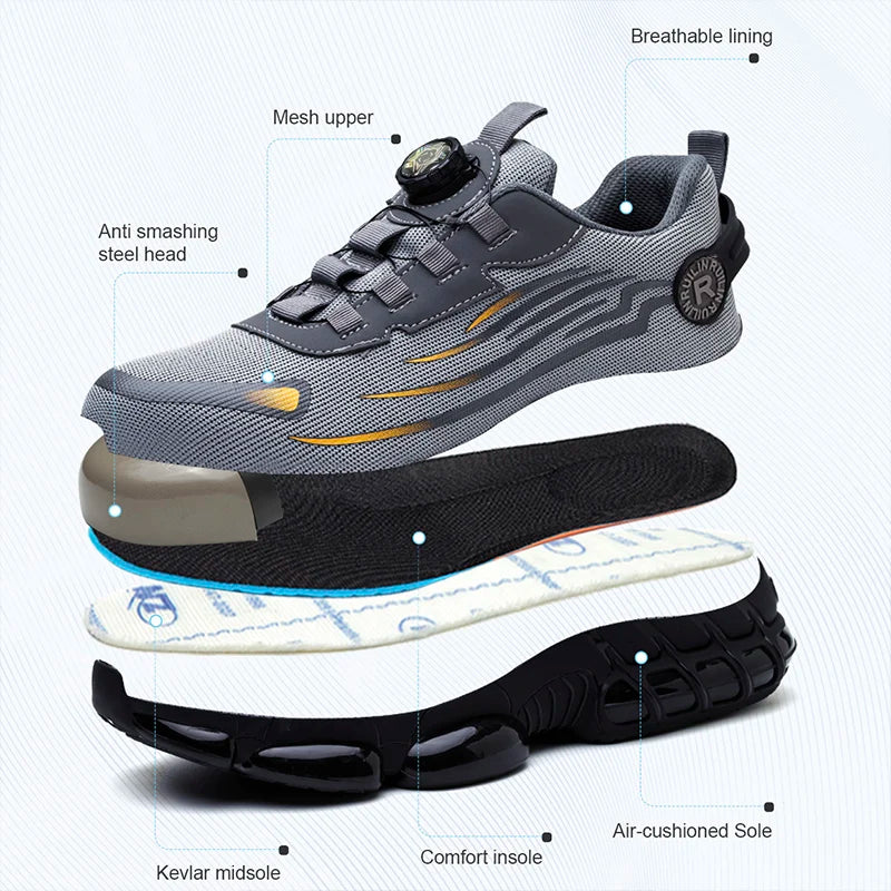 Indestructible Steel Toe Protective Safety Shoes Slip Resistant Abrasion Resistant Work Shoes Men Tough Comfortable Sneakers New