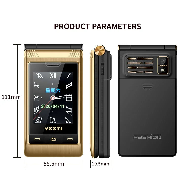 YeeMI G10 4G Rugged Feature Phone Big Button Full Band Flip Phone Dual SIM Dual Screen 1800mAh Big Battery Cellphone For Elderly