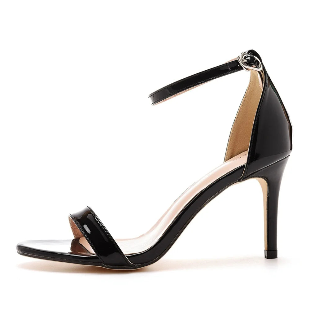 Plus Size 35-46 Shoes for Women Summer Pumps Sandals Wedding Party Evening Buckle Strap PU High Heel Shoes Sandalias De Mujer