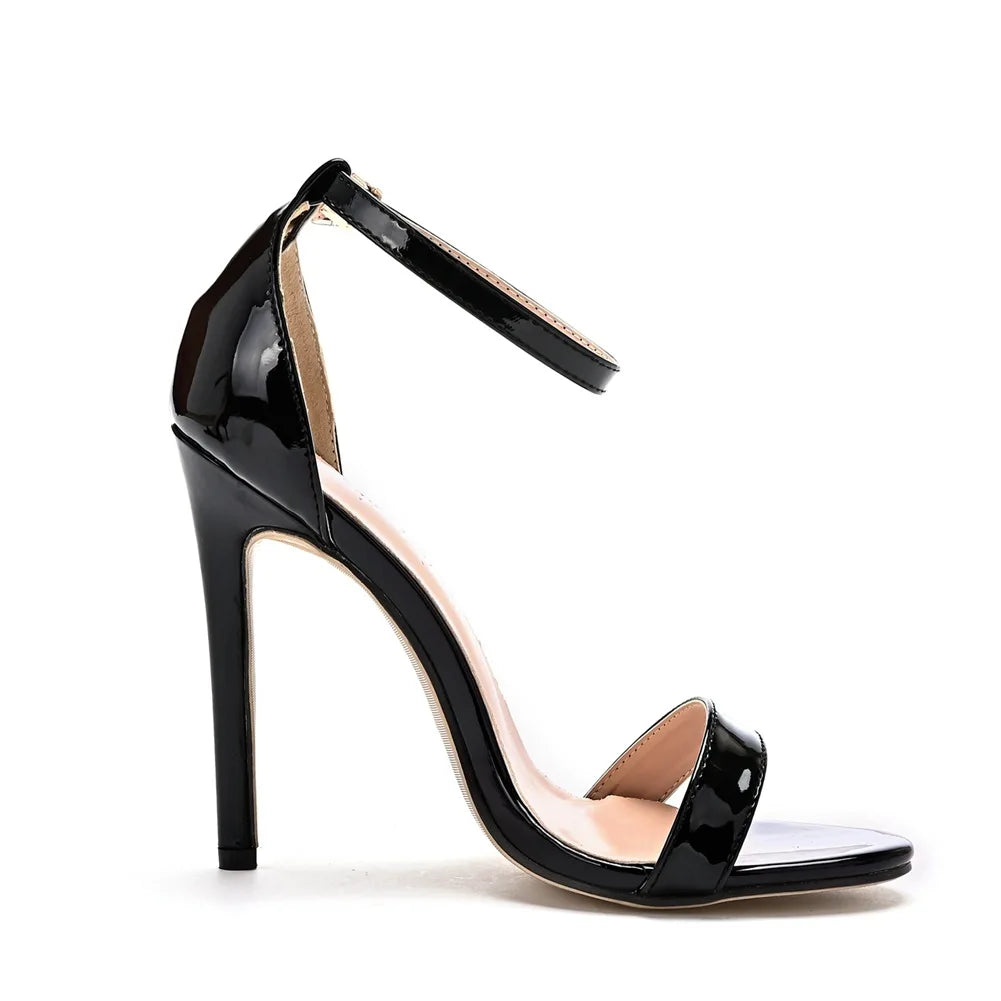 Plus Size 35-46 Shoes for Women Summer Pumps Sandals Wedding Party Evening Buckle Strap PU High Heel Shoes Sandalias De Mujer