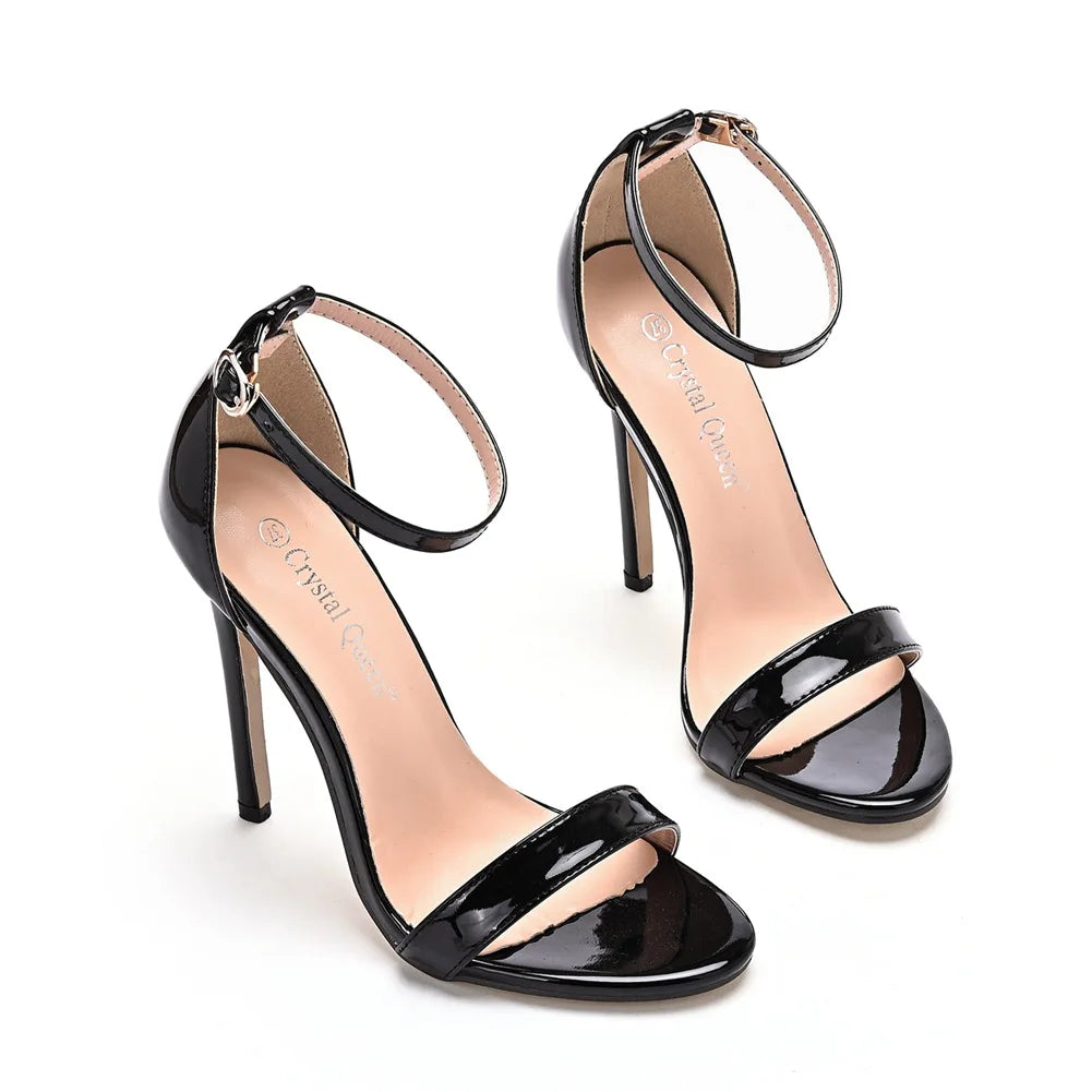 Plus Size 35-46 Shoes for Women Summer Pumps Sandals Wedding Party Evening Buckle Strap PU High Heel Shoes Sandalias De Mujer