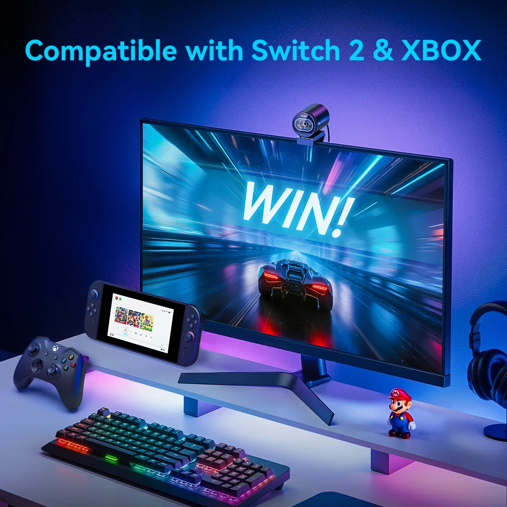 4K Webcam 1080P 60FPS Streaming Web Camera EMEET S600 Autofocus Living Stream Camera With Mics&Privacy Cover for Tiktok/YouTube
