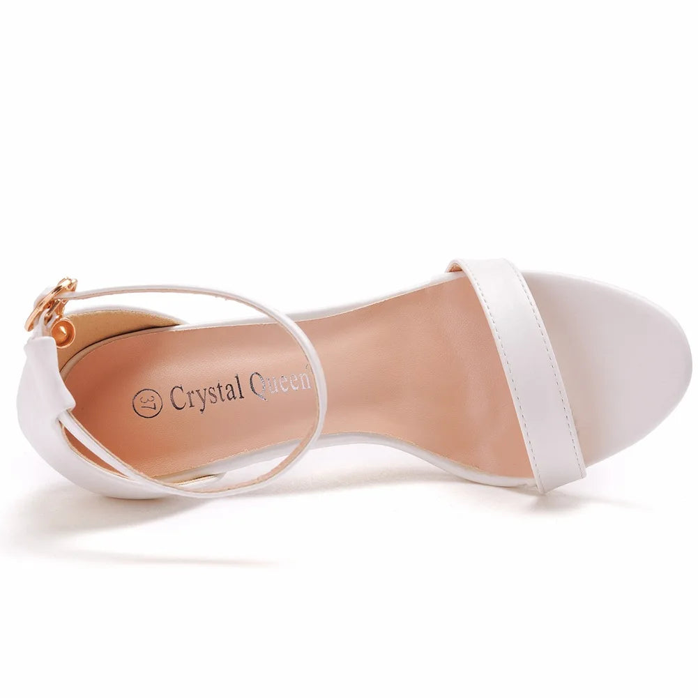Plus Size 35-46 Shoes for Women Summer Pumps Sandals Wedding Party Evening Buckle Strap PU High Heel Shoes Sandalias De Mujer
