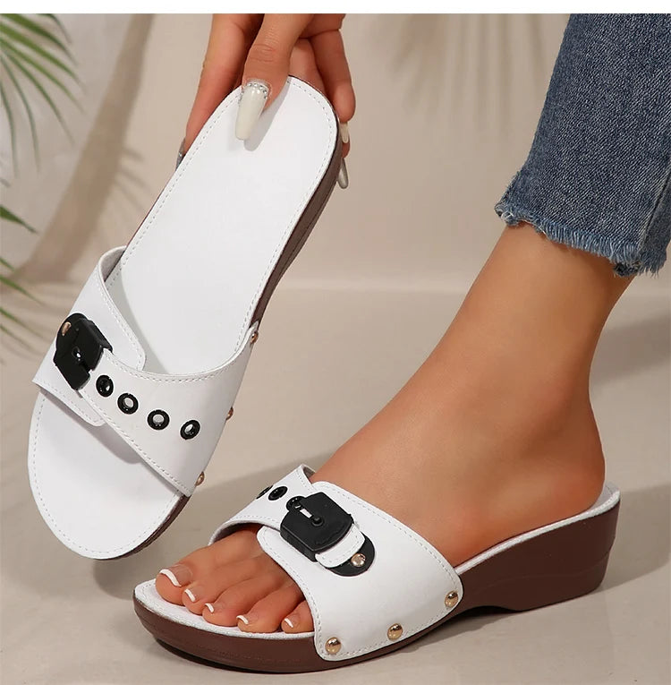Women's Sandals Luxury Heels Shoes For Summer Woman Sandals Soft Wedges Heeled Sandalias Mujer 2026 Sandals Summer Slippers