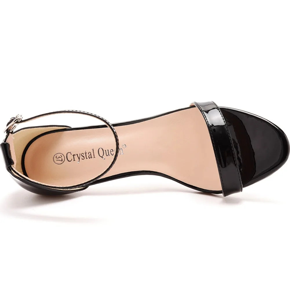 Plus Size 35-46 Shoes for Women Summer Pumps Sandals Wedding Party Evening Buckle Strap PU High Heel Shoes Sandalias De Mujer