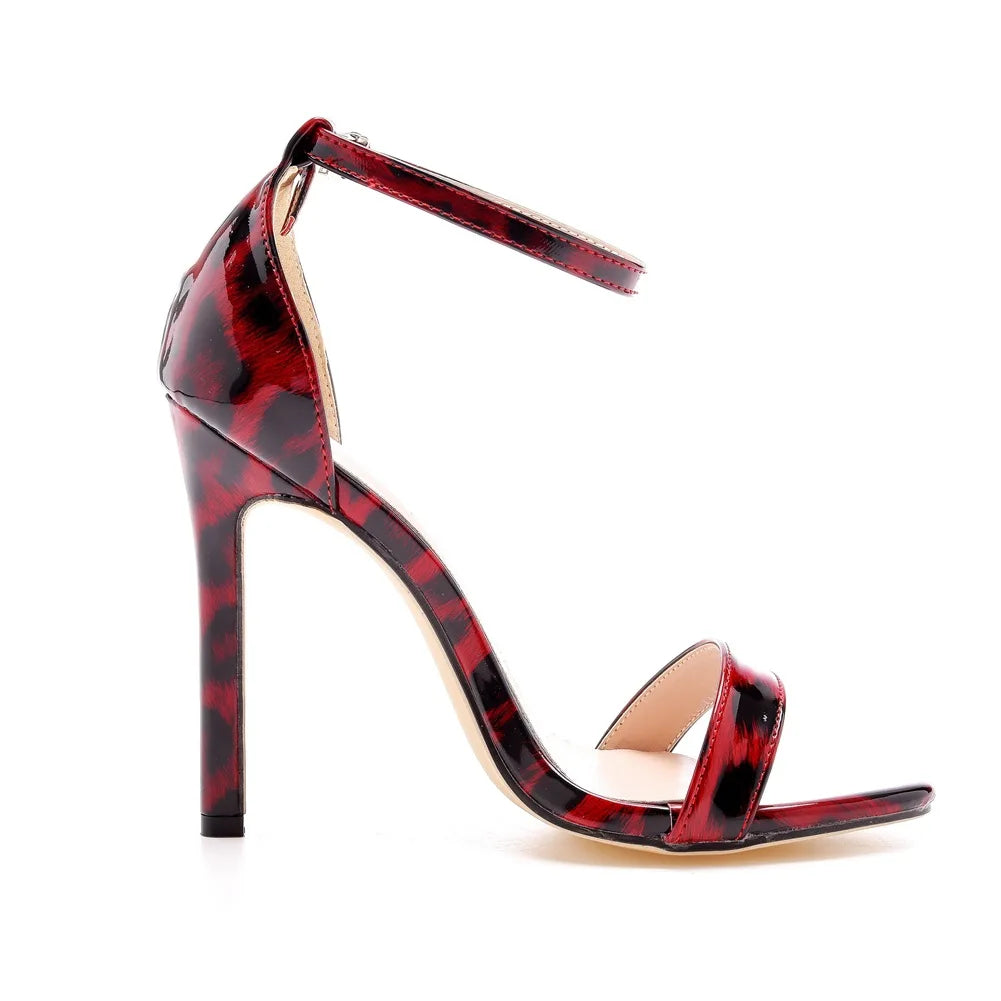 Plus Size 35-46 Shoes for Women Summer Pumps Sandals Wedding Party Evening Buckle Strap PU High Heel Shoes Sandalias De Mujer