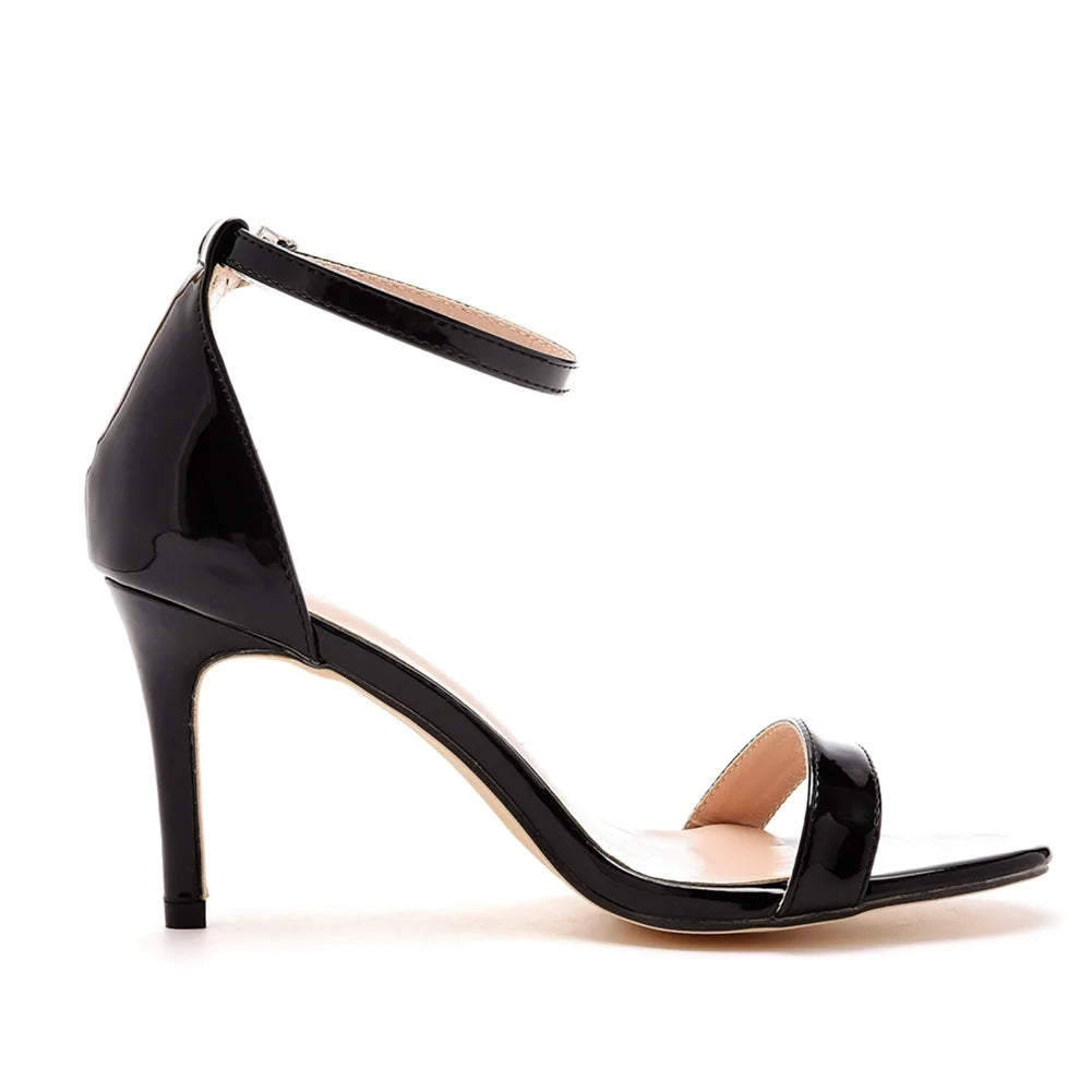 Plus Size 35-46 Shoes for Women Summer Pumps Sandals Wedding Party Evening Buckle Strap PU High Heel Shoes Sandalias De Mujer