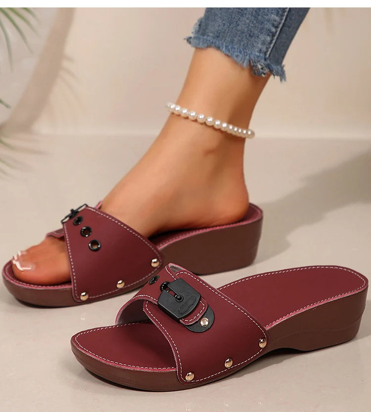 Women's Sandals Luxury Heels Shoes For Summer Woman Sandals Soft Wedges Heeled Sandalias Mujer 2026 Sandals Summer Slippers