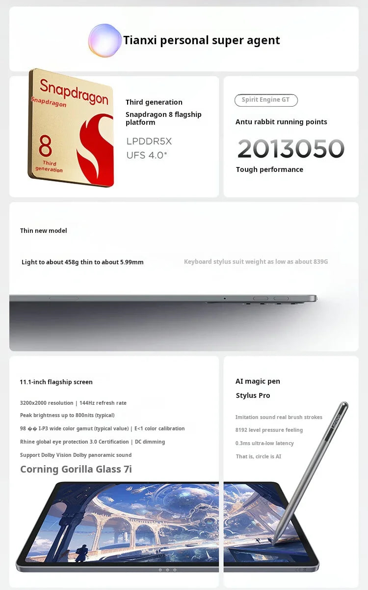 Lenovo Xiaoxin Pad Pro GT 11.1" High-Performance 2K Tablet, Student & Office 2-in-1, Official Genuine, Fast Shipping