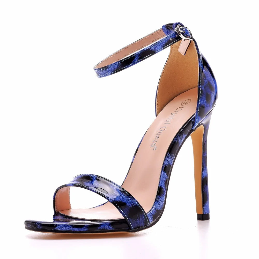 Plus Size 35-46 Shoes for Women Summer Pumps Sandals Wedding Party Evening Buckle Strap PU High Heel Shoes Sandalias De Mujer