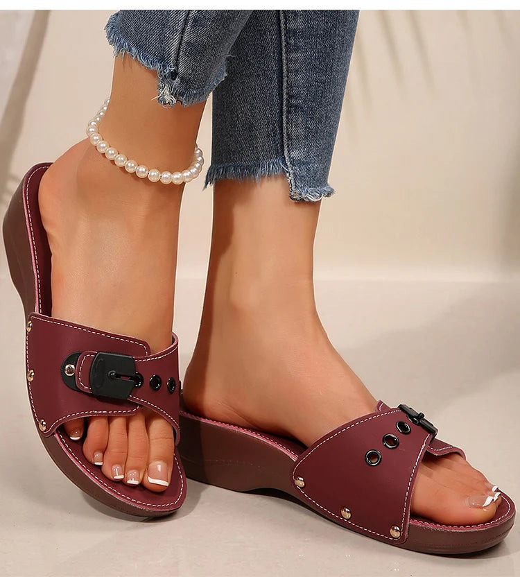 Women's Sandals Luxury Heels Shoes For Summer Woman Sandals Soft Wedges Heeled Sandalias Mujer 2026 Sandals Summer Slippers