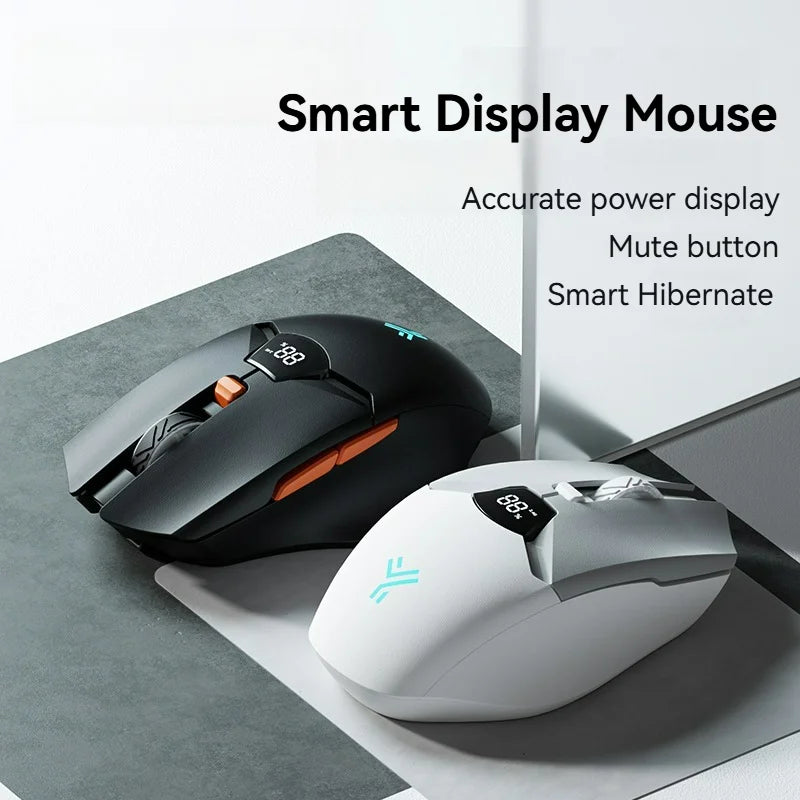 2.4G Bluetooth wireless mouse screen display power 600mAh large capacity battery, light tone buttons for gaming and office