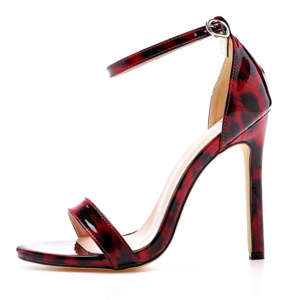Plus Size 35-46 Shoes for Women Summer Pumps Sandals Wedding Party Evening Buckle Strap PU High Heel Shoes Sandalias De Mujer
