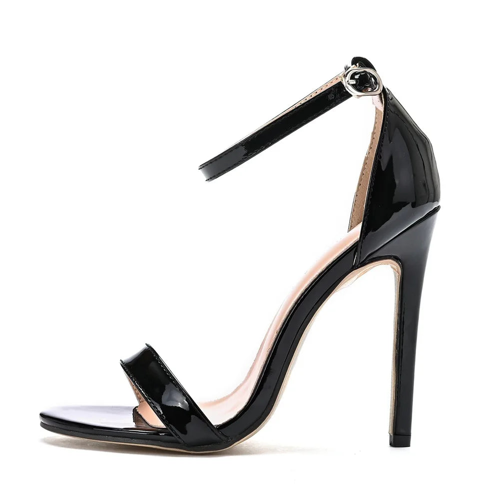 Plus Size 35-46 Shoes for Women Summer Pumps Sandals Wedding Party Evening Buckle Strap PU High Heel Shoes Sandalias De Mujer