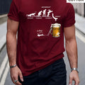 Men's Summer 100 Cotton Fashionable Casual Loose Large Fun Beer Pattern Printed Sports Round Neck Short Sleeve T-shirt Top