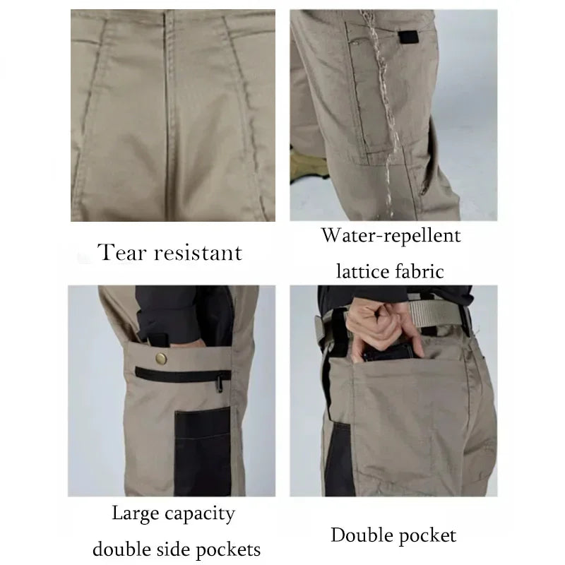 Men's Casual Tactical Pants Multi Pockets Work Trousers Male Outwear Straight Autumn Cargo Pants Spring Wear-resistant Trousers