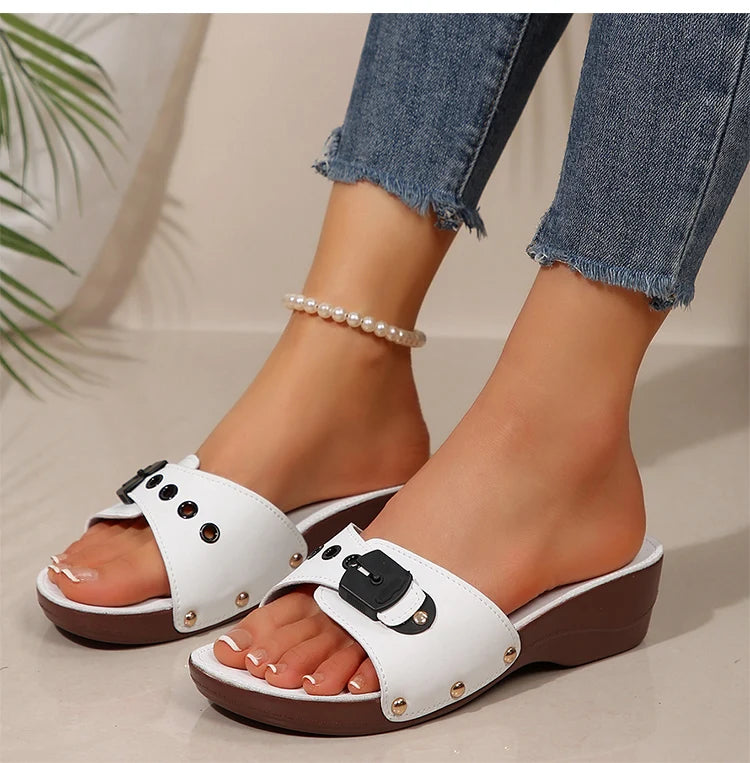 Women's Sandals Luxury Heels Shoes For Summer Woman Sandals Soft Wedges Heeled Sandalias Mujer 2026 Sandals Summer Slippers