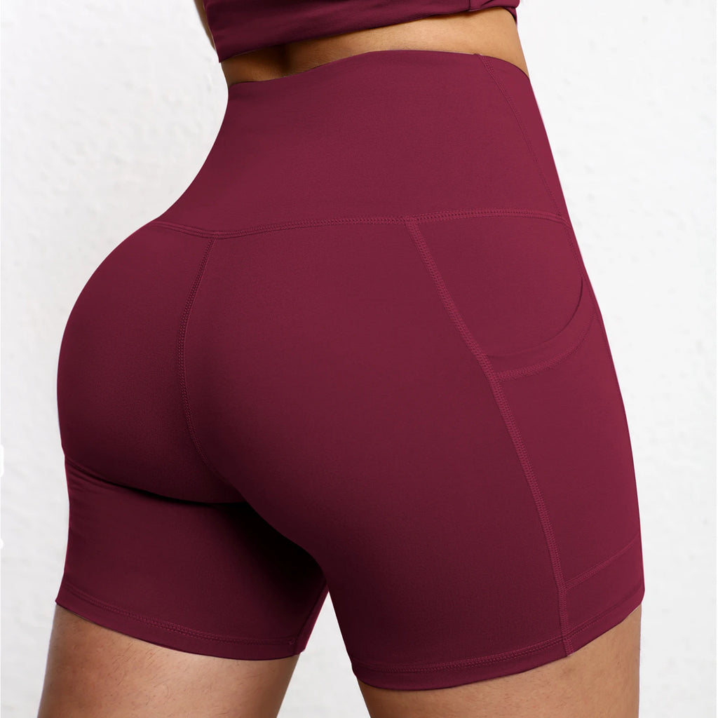Women High Waist Pocket Yoga Sport Biker Shorts Leggings For Fitness Lift Hips Running Workout Yoga Pant