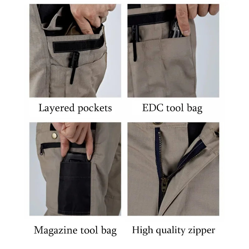 Men's Casual Tactical Pants Multi Pockets Work Trousers Male Outwear Straight Autumn Cargo Pants Spring Wear-resistant Trousers