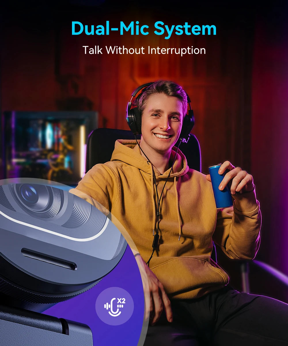 4K Webcam 1080P 60FPS Streaming Web Camera EMEET S600 Autofocus Living Stream Camera With Mics&Privacy Cover for Tiktok/YouTube