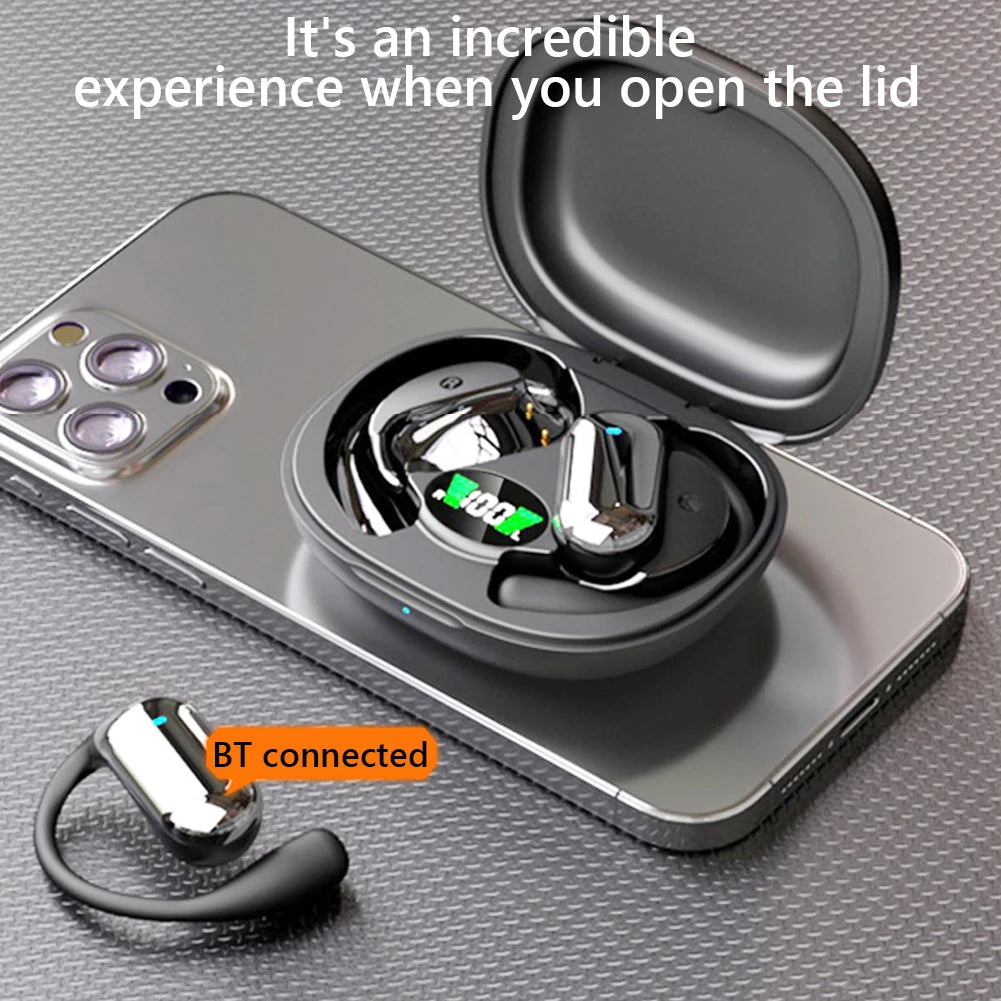 BT 5.3 AI Translation Earbuds with Ear Hook Translator Headphones Open Ear Headphones for Running Fitness Learning Accessories