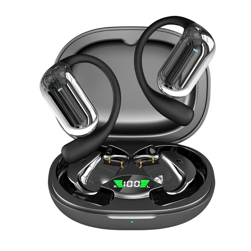 BT 5.3 AI Translation Earbuds with Ear Hook Translator Headphones Open Ear Headphones for Running Fitness Learning Accessories