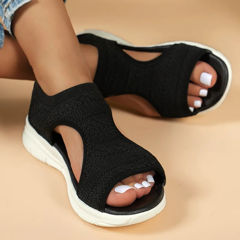 Women Summer Shoes 2025 New Mesh Fish Platform Sandals Women's Open Toe Wedge Sandals Ladies Light Casual Shoes Zapatillas Muje